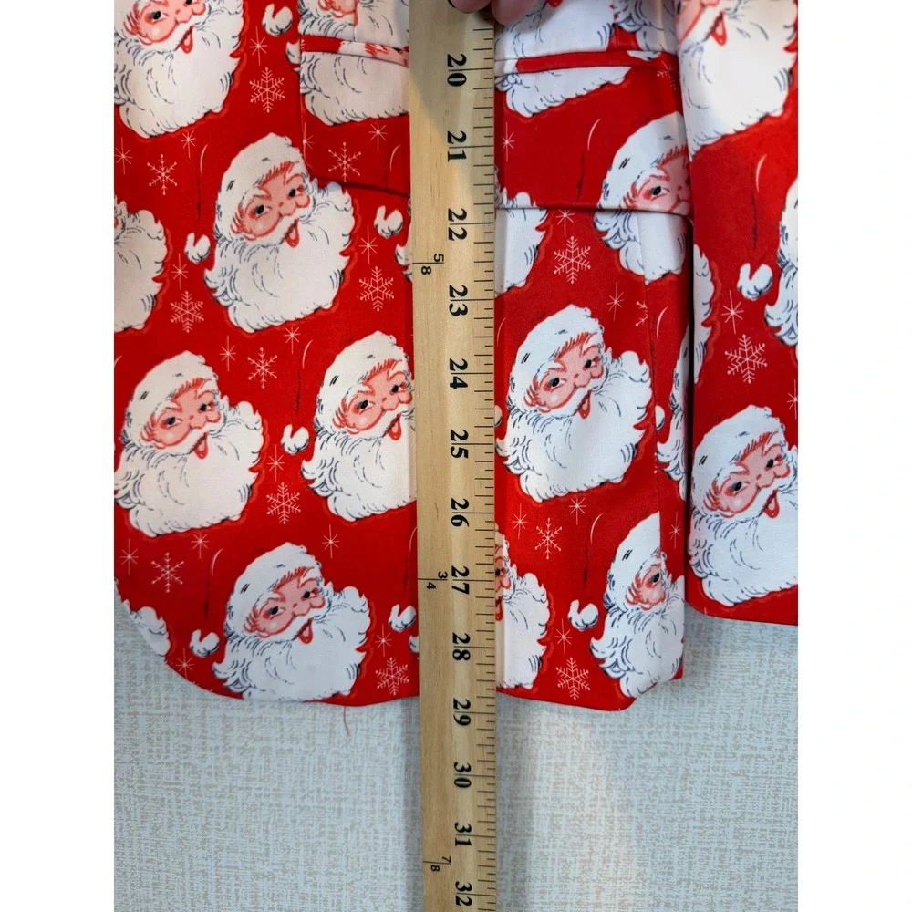 Suslo Couture Mens Red Santa Claus Print Slim Fit Blazer Jacket Size L 42 Kitsch